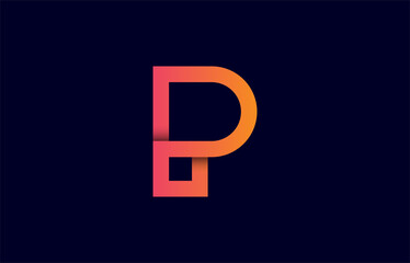 connected 3d letter DP, PD, P logo design