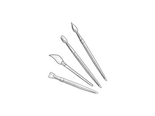 An artistic tool-brushes on an isolated background. Traditional art, a painting tool. Vector illustration.