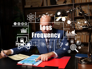 Business concept about Loss Frequency with young businessman working office on background.