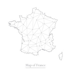 Vector map of France with trendy triangles design polygonal abstract. Vector illustration eps 10.