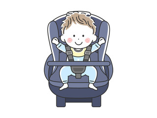 チャイルドシートに座る赤ちゃんのイラスト
