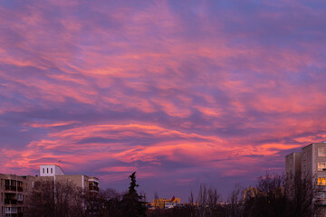 dawns in the Carabanchel neighborhood of Madrid