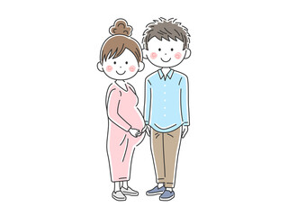 妊婦さんと夫の夫婦のイラスト