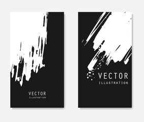 Abstract ink brush banners set with grunge effect