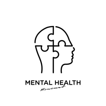 Mental health logo icon design with puzzle