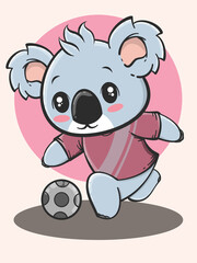 Obraz premium outdoor activity animal cartoon - koala playing football 