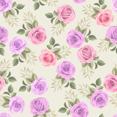 Hand drawn soft floral seamless pattern background