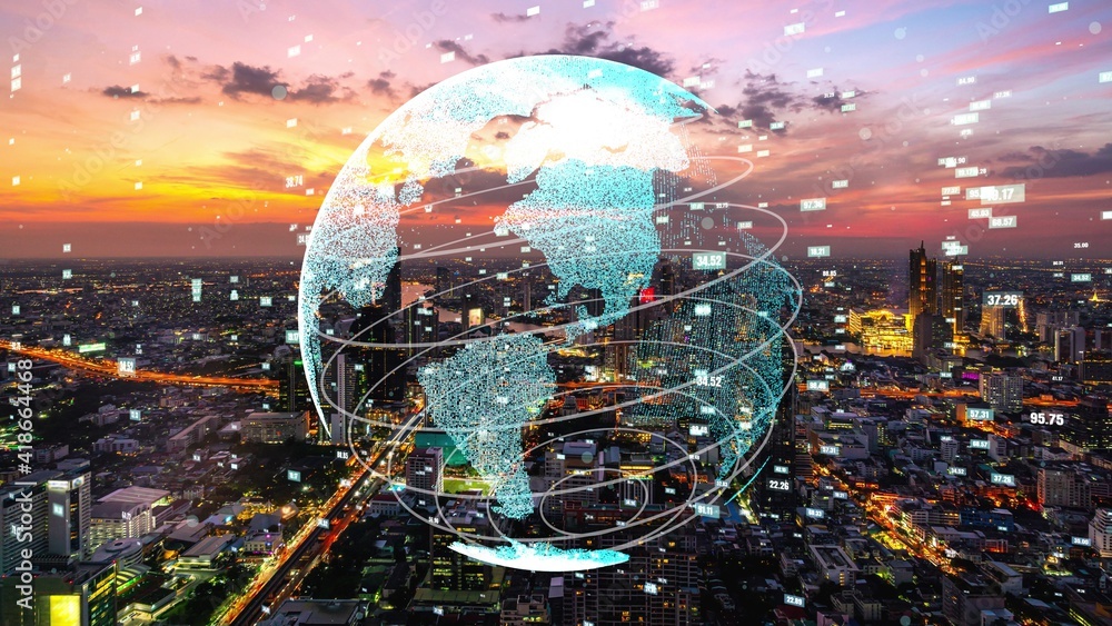 Poster global connection and the internet network modernization in smart city . concept of future 5g wirele