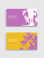 Pink white yellow ink brush stroke card on white background. Japanese style.