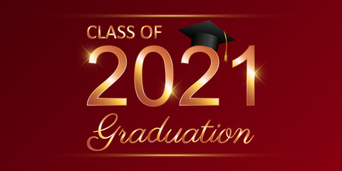 Class of 2021 graduation text design for cards, invitations or banner
