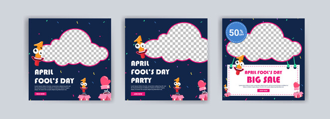 April fools day. April fools day party. April fool's day sale. Social media templates for april fools day.