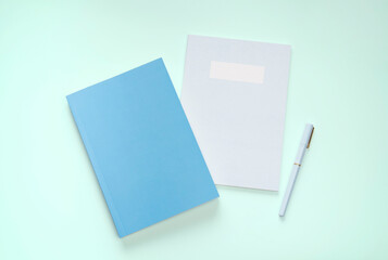 flat lay book and stationery