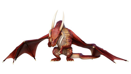 3D Rendering Fairy Tale Dragon on White