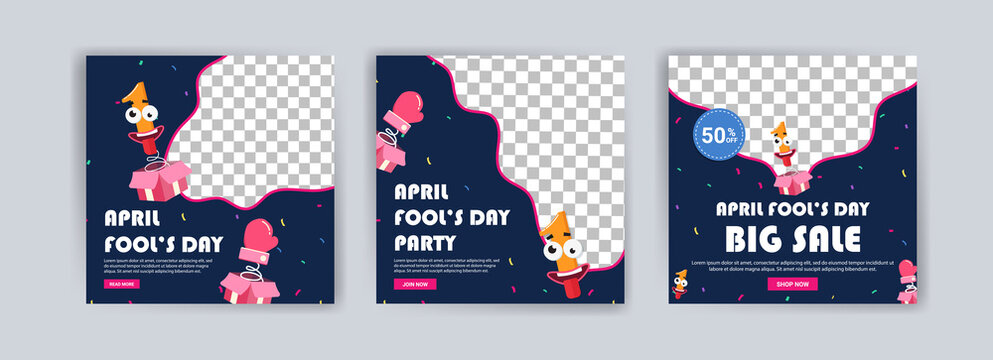 April fools day. April fools day party. April fool's day sale. Social media templates for april fools day.