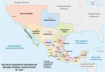 political division of the mexican republic federal constitution of 1824