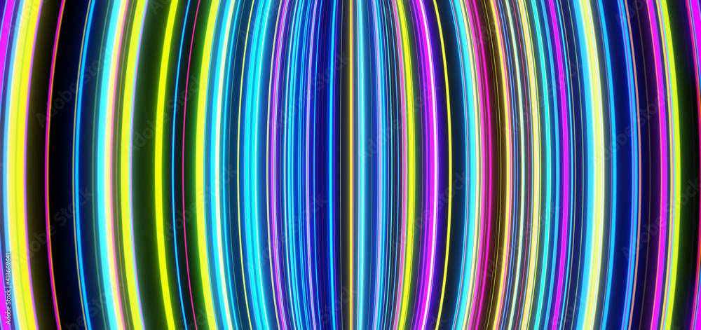Poster abstract self-luminous color line pattern background. 3d