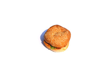 A burger on a white background