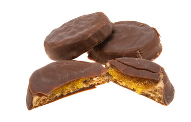 chocolate cookies with caramel isolated