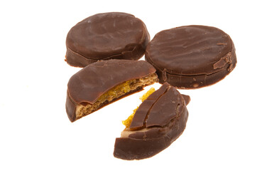 chocolate cookies with caramel isolated