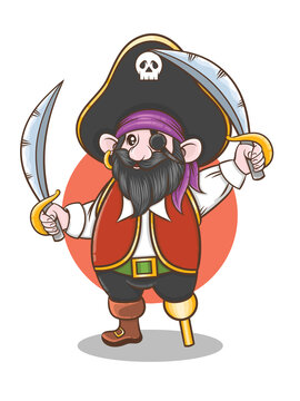 Pirate captain cartoon character