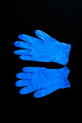 Blue medical disposable gloves.