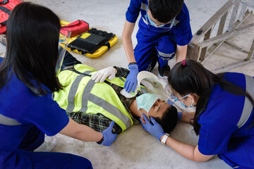First aid for head injuries and Considered for all trauma incidents of worker in work, Loss of feeling or loss of normal movement and Loss of function in limbs, First aid training to transfer patient.