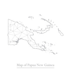 Vector map of Papua New Guinea with trendy triangles design polygonal abstract. Vector illustration eps 10