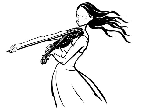 Young Violin Player, Side View Illustration