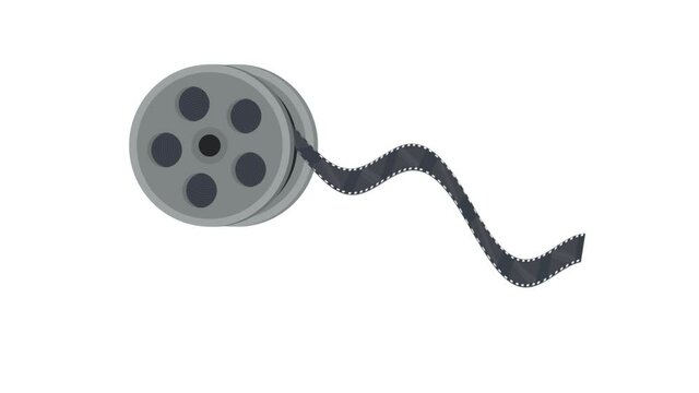 Animation of the film reel, including the alpha channel. Cartoon