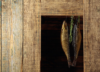 Delicious smoked herring with rosemary.