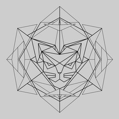 low polygonal illustration of cat in geometric frame