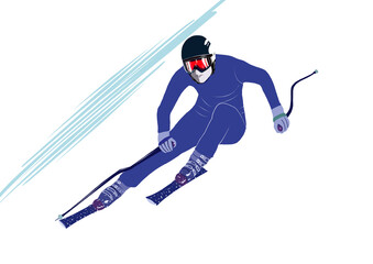 スキー滑降イラスト