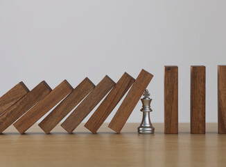 Crisis management, risk management, crisis solving or problem solving concept. King chess stopping...