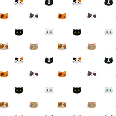 Cute seamless pattern with funny cats. Vector illustration for decor, design for  textile, web page background.