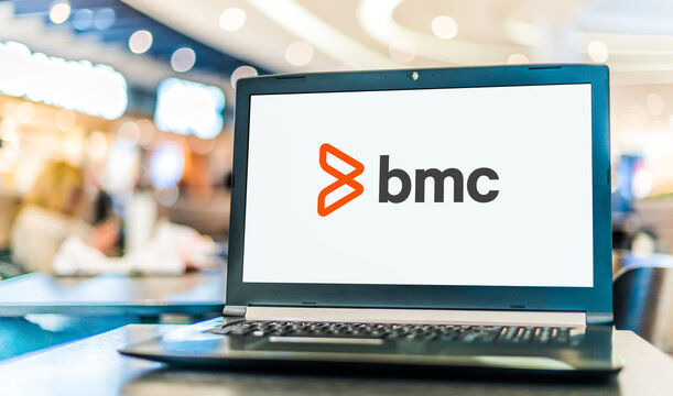 Laptop computer displaying logo of BMC Software