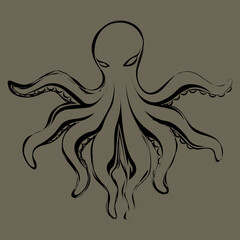 grunge illustration of abstract octopus