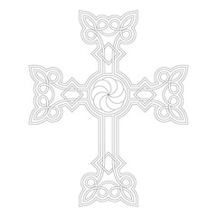 vector icon with ancient Armenian symbol Khachkar. Armenian cross stone for your project