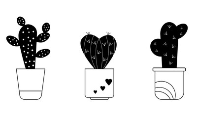 Cacti set. Vector illustration in simple style.