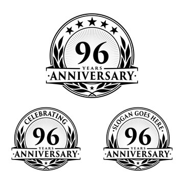 96 years anniversary collection logotype. Vector and illustration.
