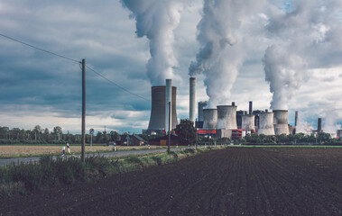 street towards power plant in Niederaussem Germany, lignite-fired
