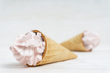 Obraz na płótnie Canvas Marshmallow ice cream in a cone