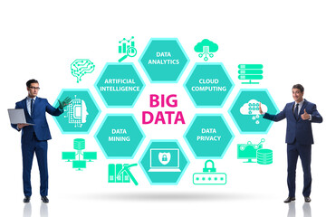 Big data concept illustraion in modern computing with businessma