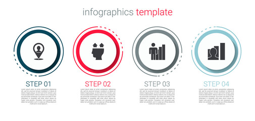 Set Location with person, User of man, Productive human and . Business infographic template. Vector.