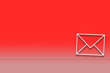 Hintergrund oder Banner in rot mit einem Symbol eines Briefumschlags oder Email