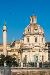 Exterior view of catholic cathedral cupola in Rome