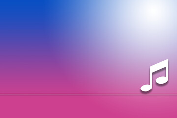 Hintergrund mit einem blau roten Farbverlauf und dem Sybol einer Musik Note
