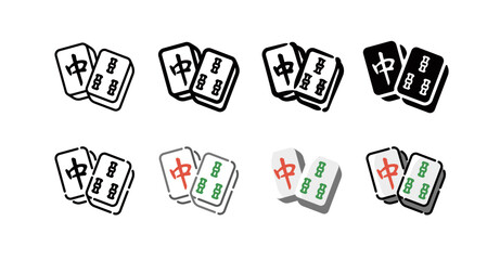 Mahjong Icon Set (8 different style vector icon set) - obrazy, fototapety, plakaty