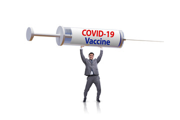 Businessman in covid-19 coronavirus vaccination concept