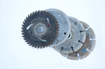 the silver black color old mettle iron cutter blade isolated on white background.