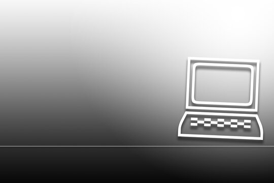 Banner oder Hintergrund mit einem grauen Farbverlauf und dem Symbol eines Computers